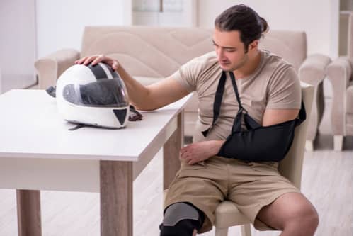 Injured man who needs a motorcycle accident lawyer in Douglasville